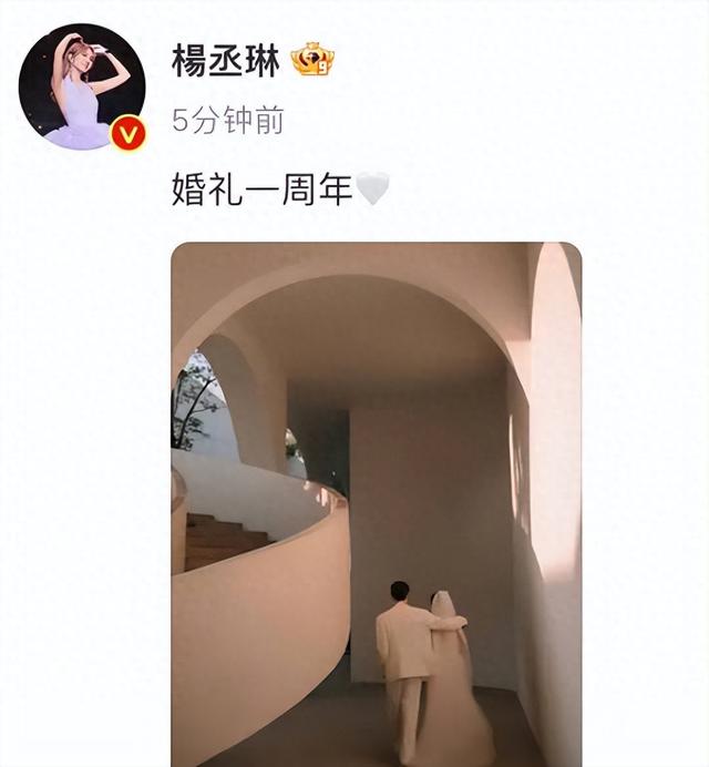 杨丞琳李荣浩庆祝婚礼一周年，晒婚纱背影照秀恩爱